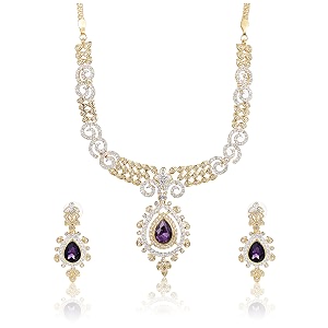 estele 24kt gold plated austrian crystal with blue stone necklace set for women one size 9160 nker