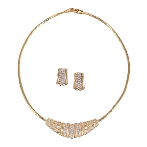 estele gold plated austrian crystals necklace set for women
