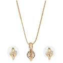 Estele 24KT Gold Plated Spherical Austrian Crystal Necklace Set For Women, One Size (5947 NKER)
