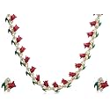 Estele 24Kt Gold Plated Tulip Garland Necklace and Austrian Crystals with Matching Earrings for Women