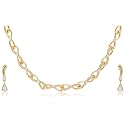 Estele 24 Kt Gold Plated Infinity Loops with Austrian Crystal Necklace Set for Women