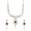 Estele 24Kt Gold Plated Austrian Crystal With Blue Stone Necklace Set for Women, One Size, 9160 NKER