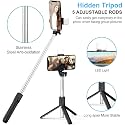 Selfie Stick with Tripod Stand Bluetooth Extendable Tripod 3-in-1 Multifunctional with White Light 2 Modes Portable Wireless Remote Adjustable Phone Holder - Compatible with iPhone & Android