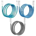 Spiral Cable Protector | Charger Wire Protector for Type-C, iPhone, Earphones &amp; USB | Flexible Full Length Wire Saver Spring Guard Charging Cable &amp; Data Cable Protector Multicolor Pack of-3