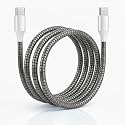 Spiral Cable Protector | Charger Wire Protector for Type-C, iPhone, Earphones &amp; USB | Flexible Full Length Wire Saver Spring Guard | Charging Cable &amp; Data Cable Protector Metallic Black