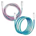 Spiral Cable Protector | Charger Wire Protector for Type-C, iPhone, Earphones &amp; USB | Flexible Full Length Wire Saver Spring Guard | Charging Cable &amp; Data Cable Protector Rainbow Pink-Blue