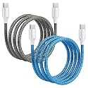 Spiral Cable Protector | Charger Wire Protector for Type-C, iPhone, Earphones &amp; USB | Flexible Full Length Wire Saver Spring Guard Charging Cable &amp; Data Cable Protector Metallic Black,Blue
