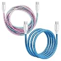 Spiral Cable Protector | Charger Wire Protector for Type-C, iPhone, Earphones &amp; USB | Flexible Full Length Wire Saver Spring Guard Charging Cable &amp; Data Cable Protector Multicolor Pink-Blue