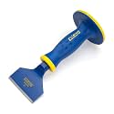 Estwing 3-inch Wide Hex Shaft Masonry Chisel with Protective Hand Grip Guard, Scores and Shapes Stone, Concrete, and Brick