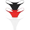 ETAOLINE Women's Thong Bikini Cheeky Bottom Solid G String Panties