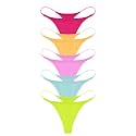 ETAOLINE Women's Thong Bikini Cheeky Bottom Solid G String Panties