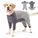 Etdane Dog Onesie Surgery Recovery Suit for Female Male Dogs After Spayed Suit Surgical Recovery Suit Anti Shedding Body Suit for Small Medium Large Dog (Gray-1, Large)