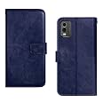 Nokia C32 Flip Case | Premium Leather Finish Flip Cover | with Card Pockets | Wallet Stand |Complete Protection Flip Cover for Nokia C32 - Blue