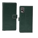 Nokia C32 Flip Case | Premium Leather Finish Flip Cover | with Card Pockets | Wallet Stand |Complete Protection Flip Cover for Nokia C32 - Vintage Green