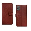 Nokia C32 Flip Case | Premium Leather Finish Flip Cover | with Card Pockets | Wallet Stand |Complete Protection Flip Cover for Nokia C32 - Brown