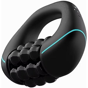etekcity powered rolling massager with rechargeable battery electric muscle roller massager for neck shoulder back amp legs ergonomic multi-grip handle deep tissue pain relief black