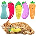 ETEKYER Catnip Cat Toys 5 Pack Vegetable Plush Kicker for Indoor Cats