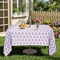 Eternal Beauty 120" x 60" Rectangle Tablecloth Waterproof Outdoor Tablecloth with Umbrella Hole Zipper for Patio Spring Summer Picnic Tables (Red-Purple Flower, 120" x 60" (Rectangular))