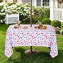 Eternal Beauty 120" x 60" Rectangle Tablecloth Waterproof Outdoor Tablecloth with Umbrella Hole Zipper for Patio Spring Summer Picnic Tables (Multicolored Flower, 120" x 60" (Rectangular))