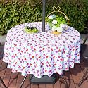 Eternal Beauty 60" Round Tablecloth Waterproof Outdoor Tablecloth with Umbrella Hole Zipper for Spring Summer Patio Picnic Tables (Red-Purple Flower, 60" (Round))