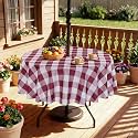 Eternal Beauty 60" Round Tablecloth Waterproof Outdoor Tablecloth with Umbrella Hole Zipper for Spring Summer Patio Picnic Tables, Burgundy Red Check, 60" Round