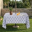 Eternal Beauty 60''X104” Rectangle Tablecloth Waterproof Outdoor Tablecloth with Umbrella Hole Zipper for Patio Spring Summer Picnic Tables, Grey