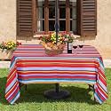Eternal Beauty 60''X104” Rectangle Tablecloth Waterproof Outdoor Tablecloth with Umbrella Hole Zipper for Patio Spring Summer Picnic Tables, Red Stripe