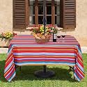 Eternal Beauty 60''X120” Rectangle Tablecloth Waterproof Outdoor Tablecloth with Umbrella Hole Zipper for Patio Spring Summer Picnic Tables, Red Stripe