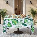 Eternal Beauty 60''X120” Rectangle Tablecloth Waterproof Outdoor Tablecloth with Umbrella Hole Zipper for Patio Spring Summer Picnic Tables, 60''X120'' (Tropical Palm Leaf)