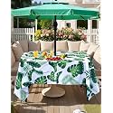 Eternal Beauty 60''X84” Rectangle Tablecloth Waterproof Outdoor Tablecloth with Umbrella Hole Zipper for Patio Spring Summer Picnic Tables (Tropical Palm Leaf)