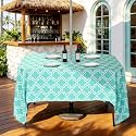 Eternal Beauty 60''x84” Rectangle Tablecloth Waterproof Outdoor Tablecloth with Umbrella Hole Zipper for Patio Spring Summer Picnic Tables, Turquoise