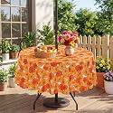 Eternal Beauty 60” Round Tablecloth Waterproof Outdoor Tablecloth with Umbrella Hole Zipper for Spring Summer Patio Picnic Tables (Sunflower)