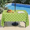 Eternal Beauty 60X 84” Rectangle Tablecloth Waterproof Outdoor Tablecloth with Umbrella Hole Zipper for Patio Spring Summer Picnic Tables (Green Polka Dot)