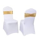 Eternal Beauty Set of 100 Sequin Gold Chair Sashes for Chair Cover Wedding Party Decorations