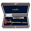 The Eternity Rose Red Glazed Rose, 24K Gold-Trimmed with Vase, Romantic Gifts for Her, Real Preserved Flower, 11"