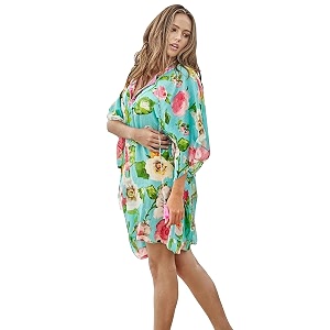 women39s floral print cotton kaftanbeachwearcover ups dressesswim dress size- smlxl