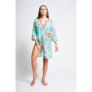 women39s floral print cotton kaftanbeachwearcover ups dressesswim dress size- smlxl