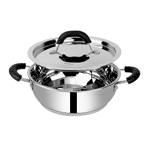 ethical shineart stainless steel encapsulated bottom kadhai with ss lid 285cm
