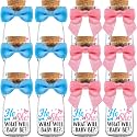 Ethisa 12 Pack Gender Reveal Glass Jars - He or She Gender Reveal Party Favors for Guests and Table Centerpieces - Classy Boy or Girl Milk Glass Bottles - Baby Shower Decorations and Candy Gifts