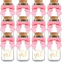 Ethisa Vintage 12 Pack It's a Girl Milk Glass Bottles with Ribbons and Stickers - Classy Baby Shower Favors for Guests and Table Centerpieces - Gender Reveal Girl Decorations - Baby Shower Candy Jar