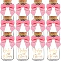 Ethisa Vintage 12 Pack Baby in Bloom Milk Glass Bottles with Ribbons and Stickers - Classy Baby Shower Favors for Guests and Table Centerpieces - Dusty Pink Floral Decorations and Candy Jar Keepsakes