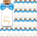 Ethisa Vintage 24 Pack It's a Boy Milk Glass Bottles with Ribbons and Stickers - Classy Baby Shower Favors for Guests and Table Centerpieces - Gender Reveal Boy Decorations - Baby Shower Candy Jar