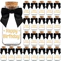 Ethisa Vintage 24 Pack Adult Birthday Party Favors Glass Bottles with Ribbons and Stickers - Classy Happy Birthday Favors and Table Centerpieces Decorations - Sturdy Candy Jar for Guests