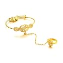 Ethlyn Kids Jewelry 18K Gold Plated Bangle Bracelet with ring Birthday Party Gifts for 5years old girls Christmas gift