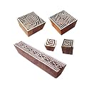 Ethnic Shapes Spiral and Geometric Wooden Stamps for Printing (Set of 5)