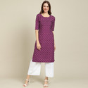 EthnicBasket Printed Crepe Straight Kurta for Women