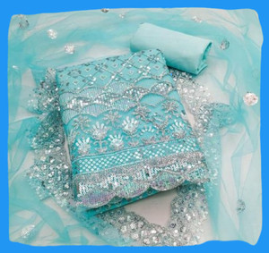 ETHNICBRITY Unstitched Net Lace Salwar Suit Material