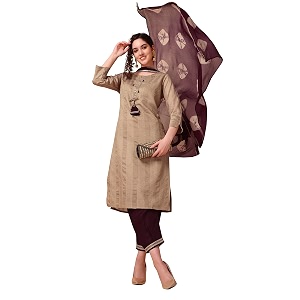 ethnicjunction women39s wine chanderi silk woven zari mirror work stright kurta pant with dupatta set  wedding  outfit  ethnic set