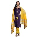 EthnicJunction Women's Wine Chanderi Silk Woven Zari Mirror Work Stright Kurta Pant with Dupatta Set | Wedding | Outfit | Ethnic Set