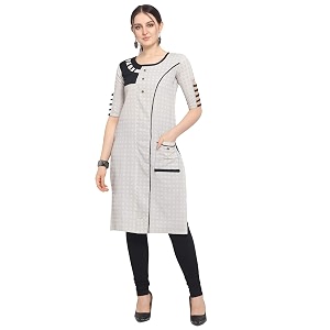 EthnicJunction Womens Cotton Blend Colorblock Straight Kurta